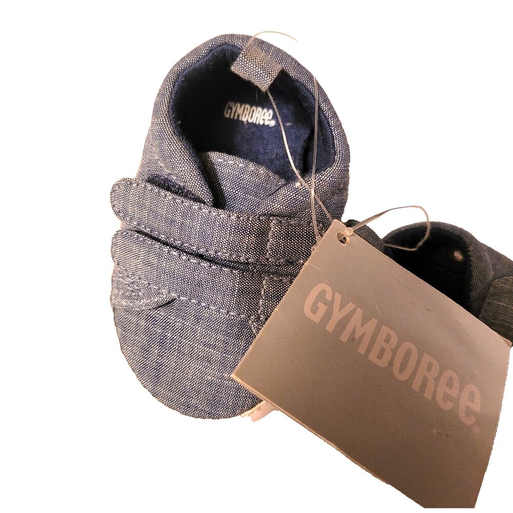 Gymboree Soft Blue Denim Crib Baby Boy Infant cotton Shoes slip on 3 months mos
